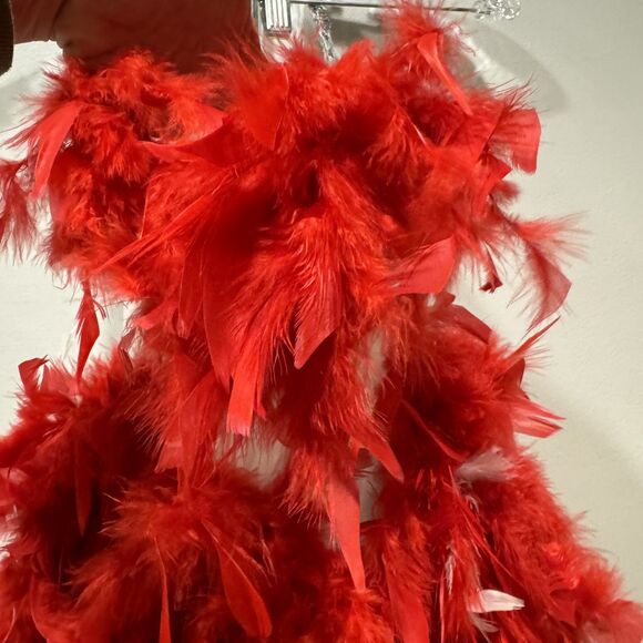 Silver Sequin Showgirl Leotard Dance Costume Removable Red Feathers Adult Small - Picture 3 of 6